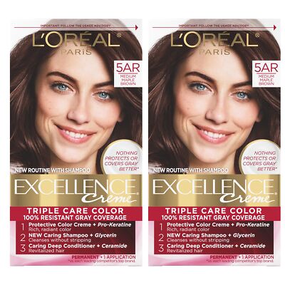 	Excellence Creme Hair Dye 5AR Medium Maple Brown 2 Pack	