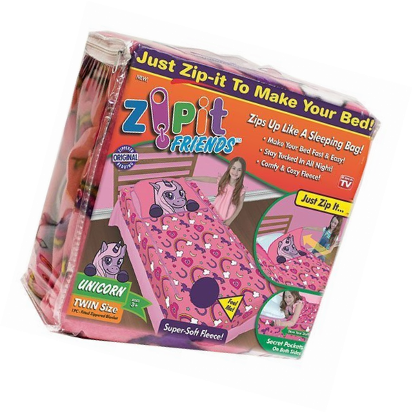 Unicorn Zipit Friends Twin Size Fitted Zippered Blanket as Seen on TV