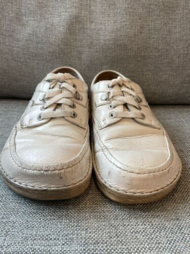 Birkenstock Footprint White Leather Moc Toe Lace Up Shoes Memphis 38/US L7 M5 - Picture 2 of 10