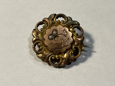 Broche En Forme De Fleur Avec Pierre Centrale Dorée - Bijou Vintage, Couleur Doré - Parfait Pour Accessoiriser Une Tenue