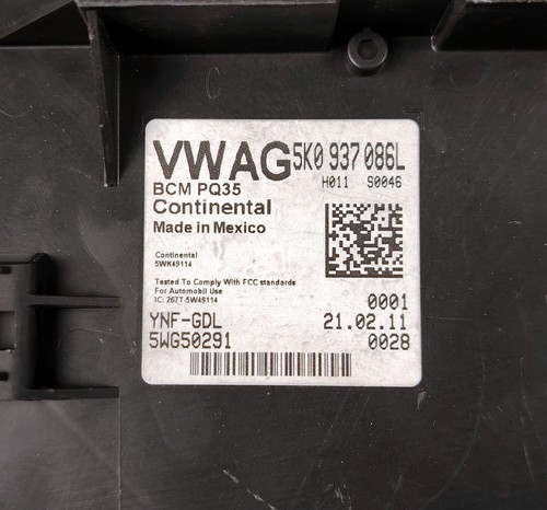2011 Volkswagen SportWagen CENTRAL BODY CONTROL MODULE BCM 5K0937086L 5WG50291 - Picture 3 of 11