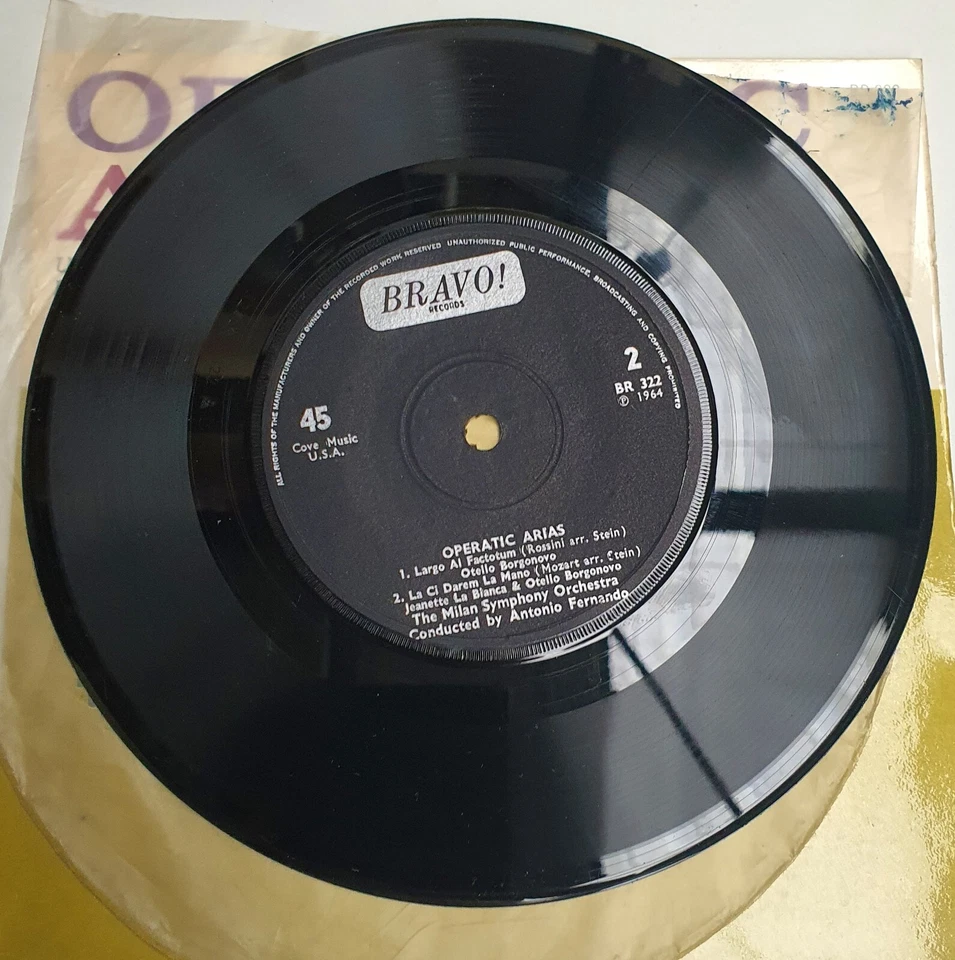 Bravo 45RPM Vinyl 7"EP Operatic Arias La Scala Opera Company Milan Symphony 1964 - Image 4 of 4