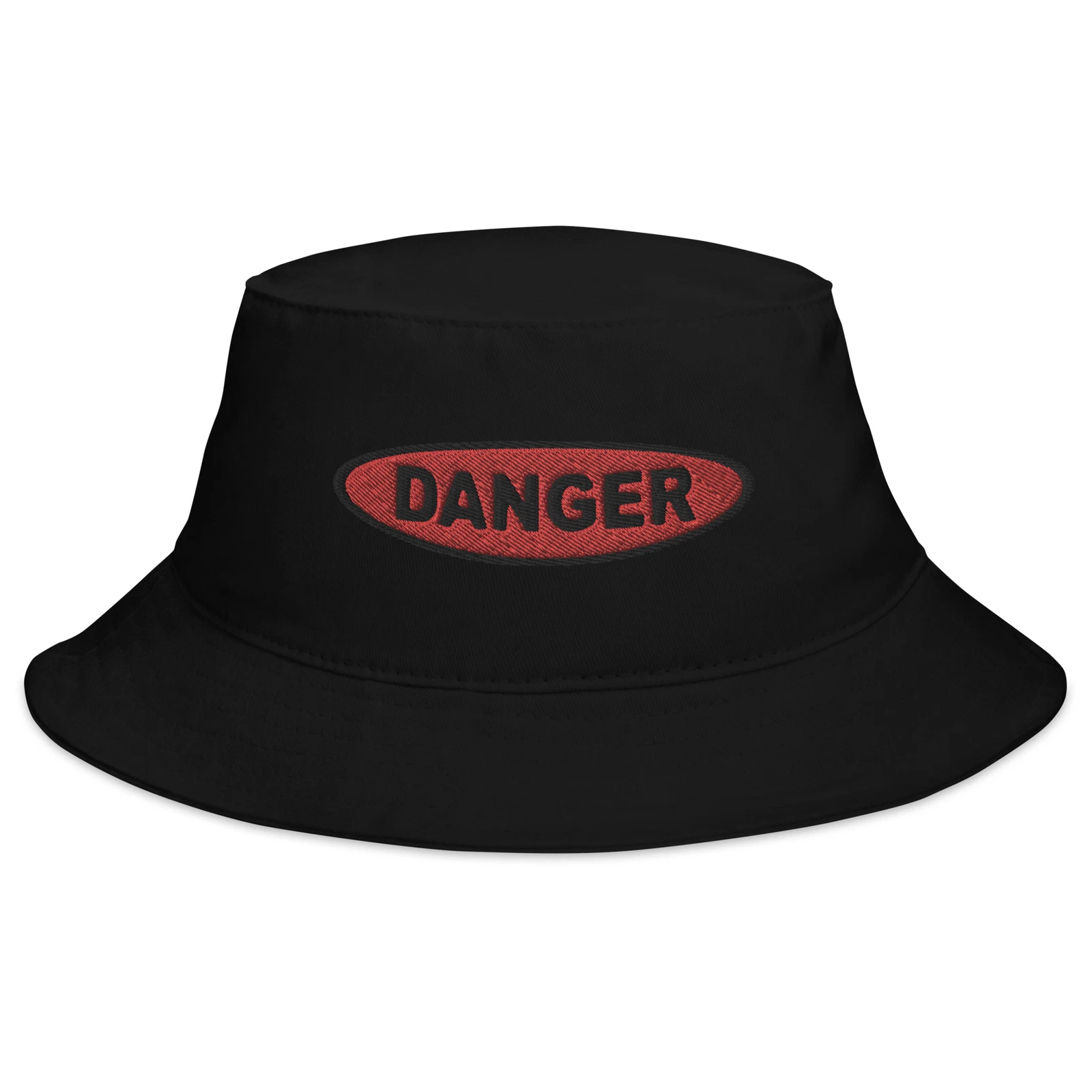 Red Danger Sign Embroidered Bucket Hat Warning