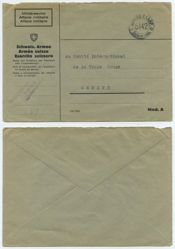 51880 - Militärsache - Beleg ans Comitee International de la Croix Rouge, Geneve