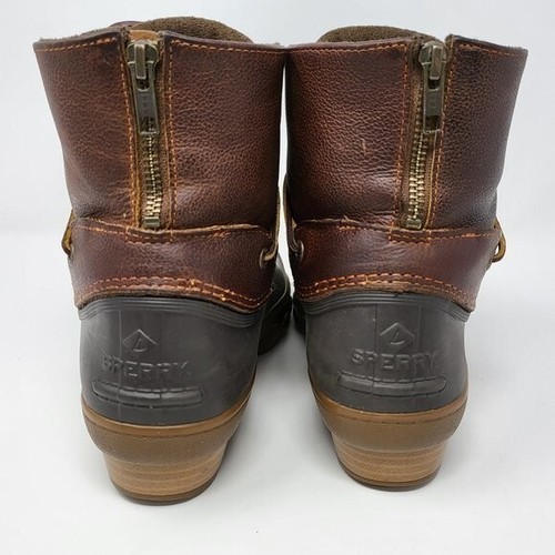 Sperry Saltwater Wedge Rubber Duck Boot STS99525 Brown Heel Zip Size 10 - Picture 3 of 5