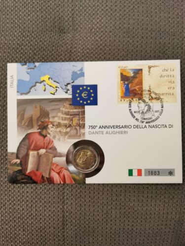 2 Euro, Numisbrief Italien, 750. Geburtstag Dante Alighieri, 2015 - Bild 1 von 5
