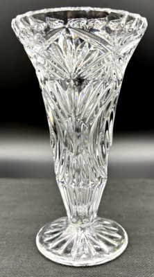 Beautiful Vintage Bohemian 24% Lead Crystal Floral 6'' Vase Elegant Home