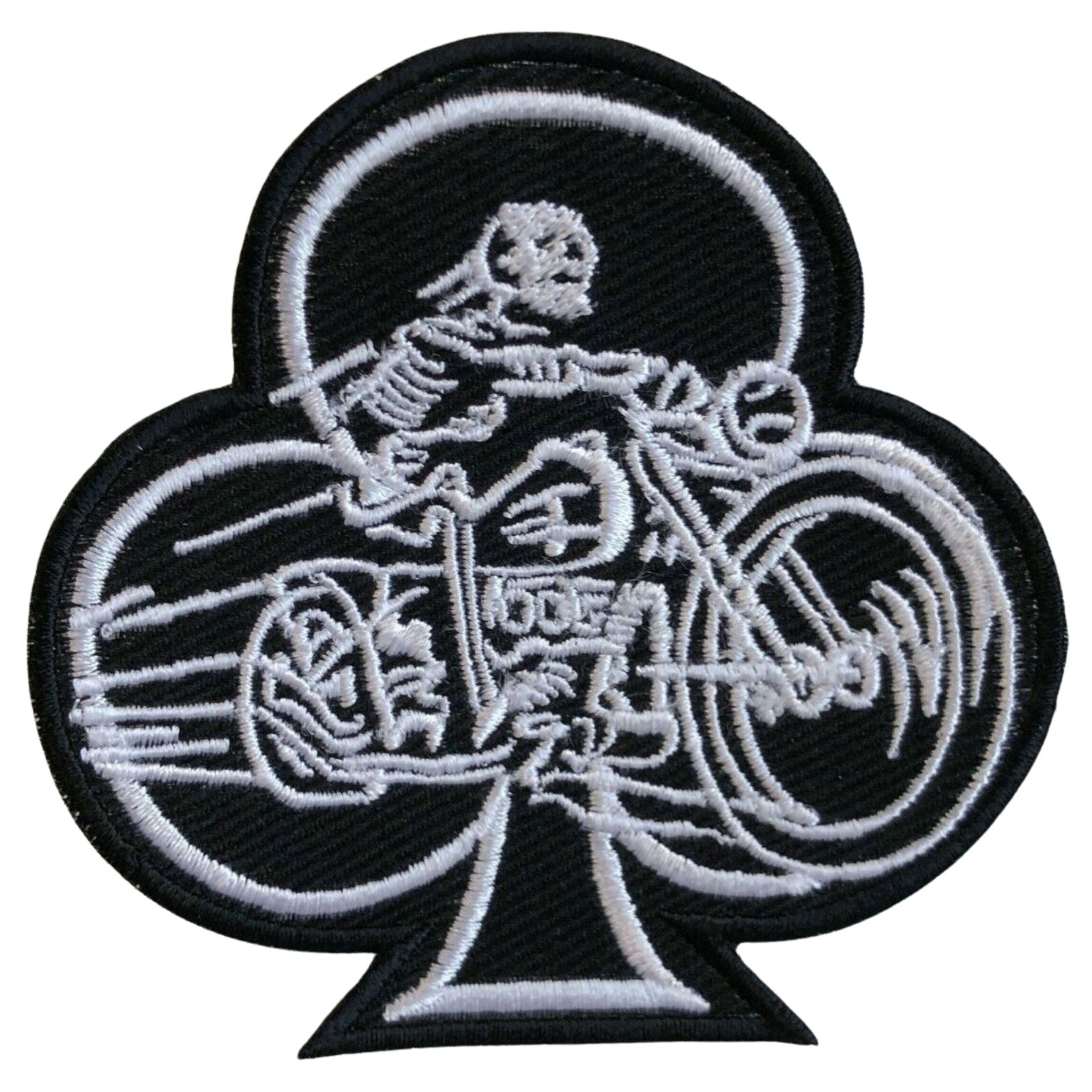 Skeleton Biker Iron-On Embroidered Club Symbol Patch