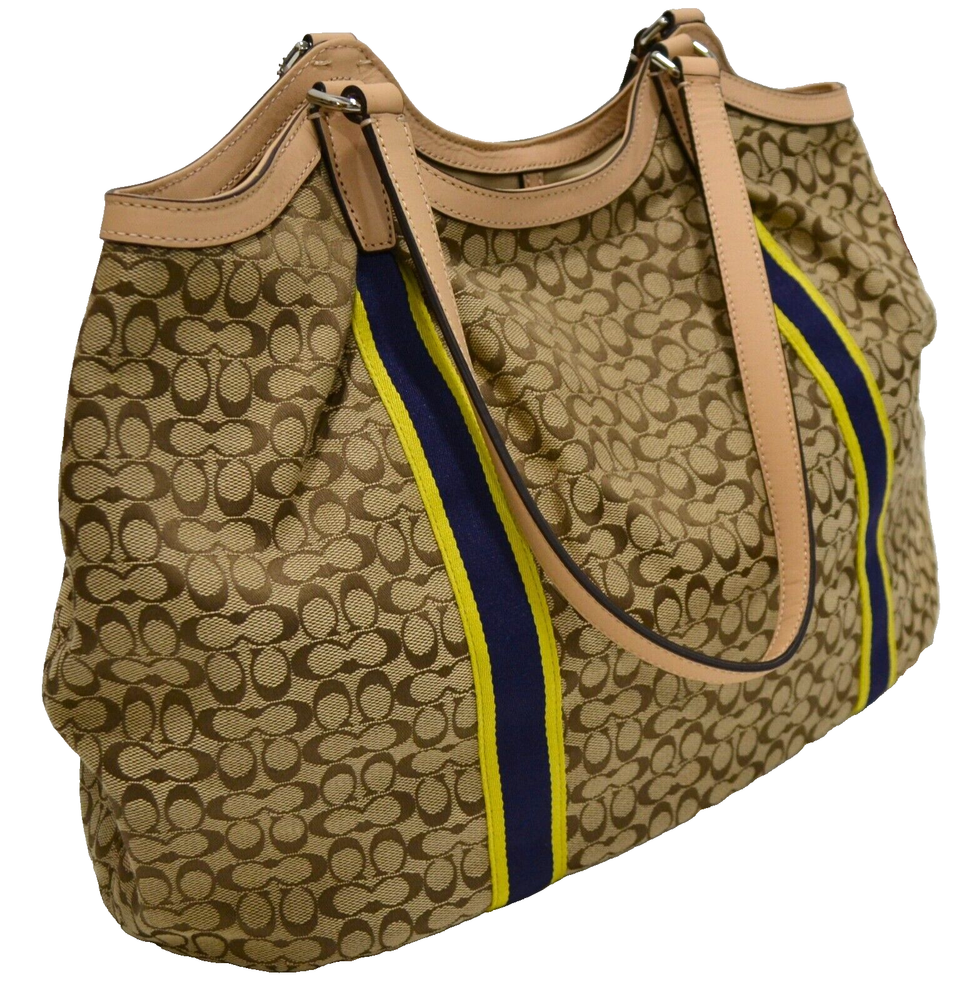 Coach Women's Purse Signature Canvas Tote Bag Logo Shopper Handbag Beige Nwot