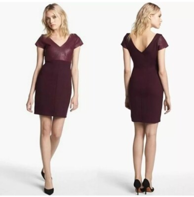 Bailey 44 Women's Dante Burgundy Faux Leather Panel Sheath Mini