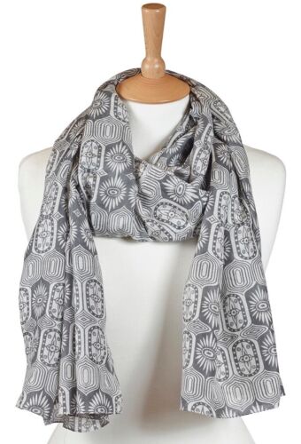 Quintessential Large Luxury Cotton/Silk Blend Scarf In Persia (grey) - Photo 1 sur 3