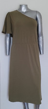 NWT WOMEN'S Who What Wear Pullover One Shoulder Dress Size 4X Stretch Olive gree