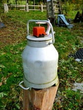 Große Milchkanne Aluminium mit Deckel Dekoration Bauernhof Antik