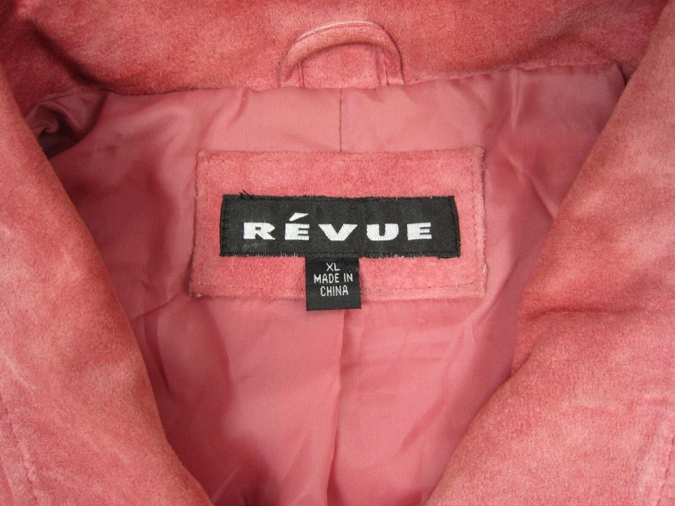 Chaqueta de gamuza Revue para mujer extra grande XL cuero rosa a presión camionero damas Foto 3 de 4