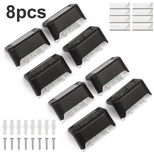 8 Pack New Solar Deck Lights Outdoor Waterproof LED Steps Lamps For Stairs Fence - Picture 10 of 12
