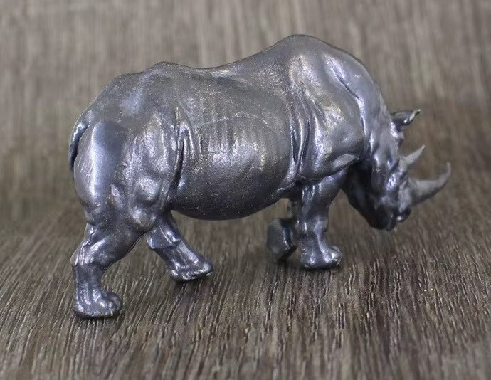 Black Brass Rhino Figurine Small Animal Statue Office Home Decoration Toy Gifts
