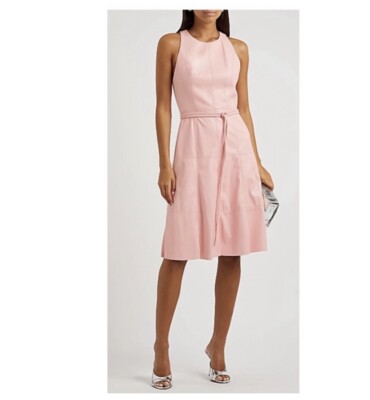 faux leather dress long sleeve Deep Neck Slit Hem Faux Leather Dress