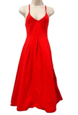 Kimchi Blue Womens Dress XS Red Ponte Knit Midi Tank Pleated Made in USA Stretch