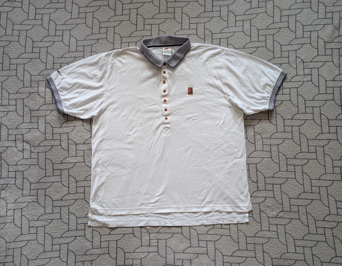 ○ RARE PETE SAMPRAS US OPEN 1996 TENNIS WHITE SHIRT NIKE