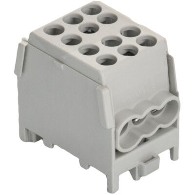 Pollmann PVB 125-2-9 Bloc De Répartition De Phase – Gris – 1 Pièce – Pour Rail DIN Ou Vis