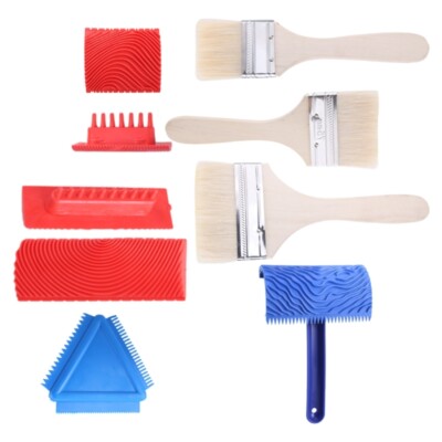 9Pcs Graining Painting Tool Set Wallpaper Roller Painter Wall Texture Paint