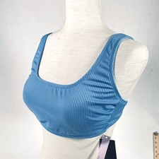 Wild Fable Bikini Top Womens Large Ribbed Bralette Removable Pads Blue