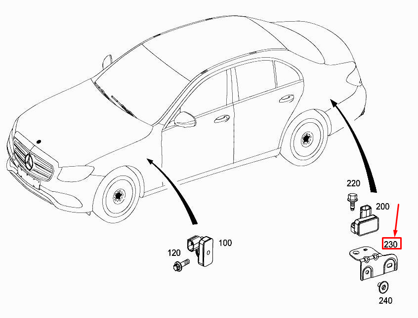 MERCEDES-BENZ E W213 Halterung Beschleunigungssensor hinten A2125451740