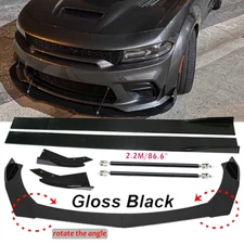 For Dodge Charger SRT RT Front Bumper Lip Spoiler+86.6" Side Skirt Body Kits