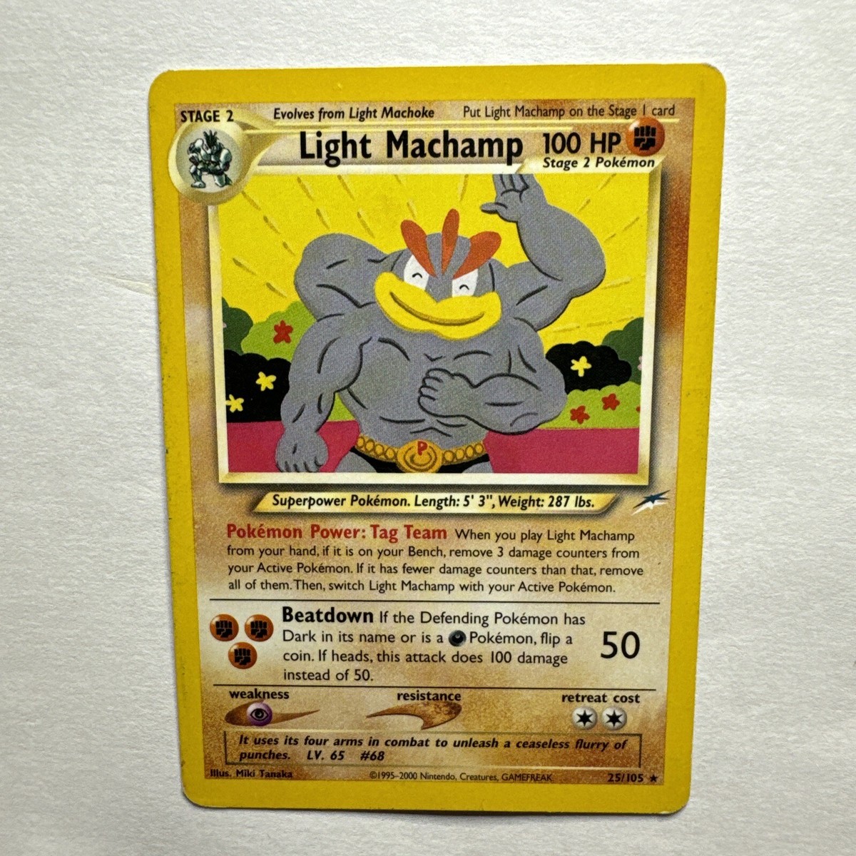 Light Machamp 25/105 Neo Destiny Rare Vintage Pokemon Card