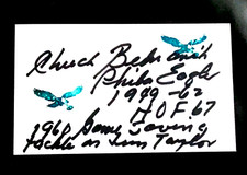 CHUCK BEDNARIK added "1960 GAME SAVING TACKLE ON JIM TAYLOR" AUTOGRAPHED 3X5 