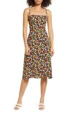 REFORMATION Danica Afternoon Floral Print Woven Smocked Back Midi Dress 8 = M