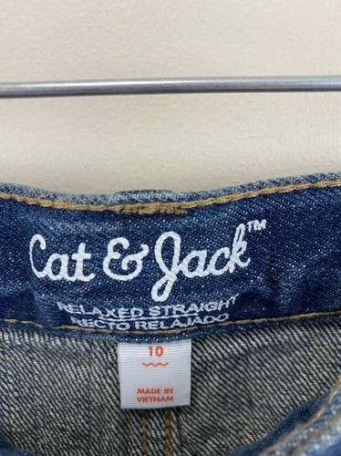 NWT Cat & Jack Boys 10 Relaxed Straight Denim Blue Jeans Adjustable Waist - Picture 3 of 4