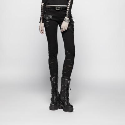 Punk Rave Gothic Trousers Tight Black 