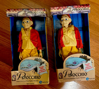 TWO - 1996 Equity Toys Pinocchio 14'' Talking Doll Jonathon Taylor Thomas #33201
