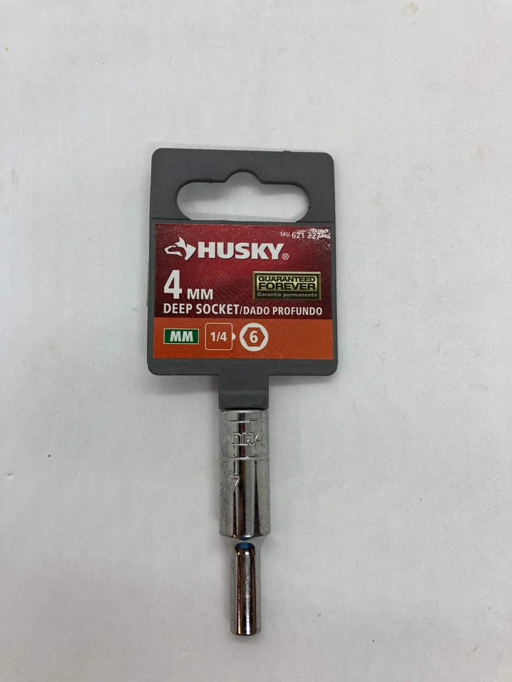 Lot Of 4 HUSKY 1/4 Inch Drive 6 Point Deep Metric Sockets Chrome Polished T1 - Image 2 of 4