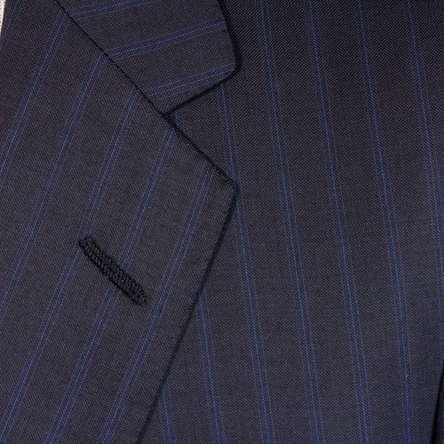 Oxxford Clothes Gibbons Mens 44R Wool Blue Pinstripe Logo Liner Coat Suit Jacket - Picture 5 of 12