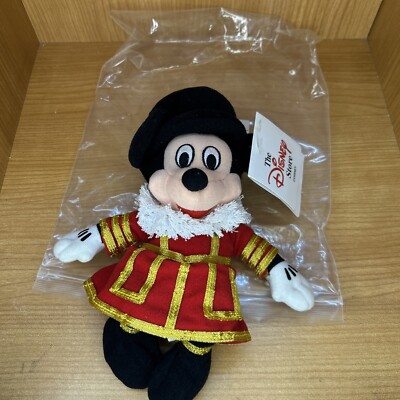 Disney Store UK Beefeater Mickey Mouse Beanbag 9'' Plush NWT