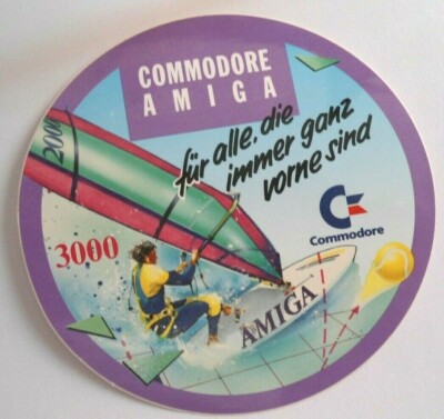 Werbe-Aufkleber Commodore Amiga 3000 Kickstart ROM Computer Surfer 90er