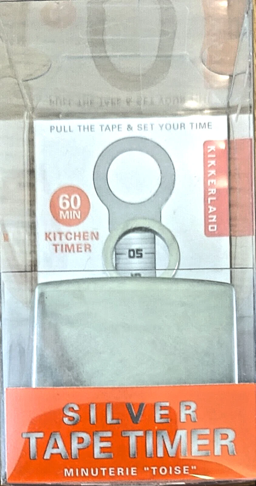 Kikkerland Silver Tape Timer - Pull The Tape & Set Your Time