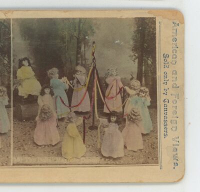The Dolls Maypole Dance Children Stereoview
