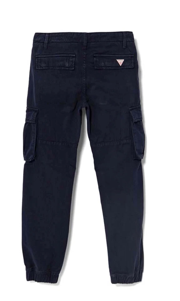 Pantalones cargo Guess Big Boys 14Smart azul puños elásticos lisos cierre de cremallera/botón Foto 2 de 3