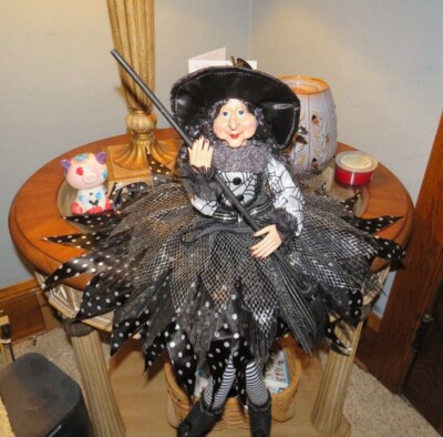 Broomstick Blvd Halloween Embellished Witch Shelf Sitter Black