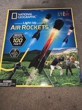 National Geographic 3 Light-Up LED Air Rockets and Launch Base STEM New