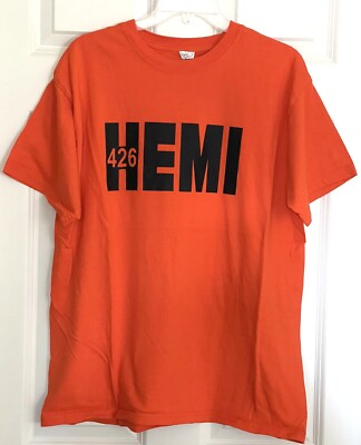 426 HEMI Supercharged Engine Orange T-Shirt Size Large “Joe Dirt
