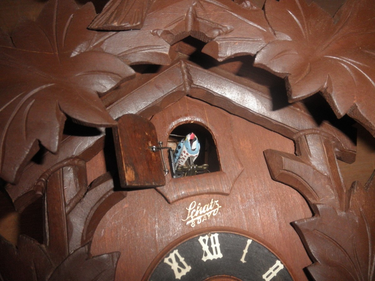 German Black Forest made Schatz Linden Wood 8 Day Cuckoo Clock