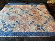 Antique Quilt 8 Point Stars 1940 - 1950 Era 77x82