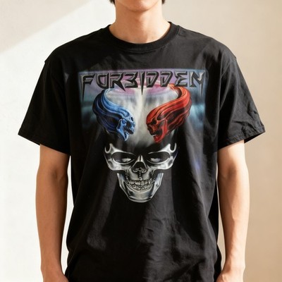 Forbidden Band Vintage Logo Short Sleeve Black All Size Tee Shirt