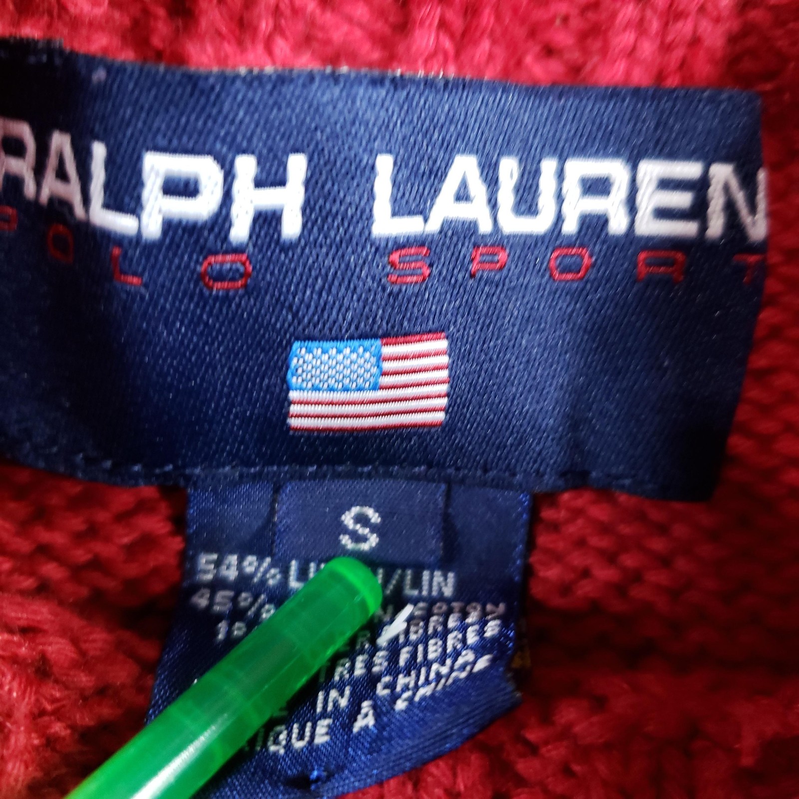 Vintage Ralph Lauren Polo Sport Sweater Womens Small Red Bear Equestrian Linen image 7