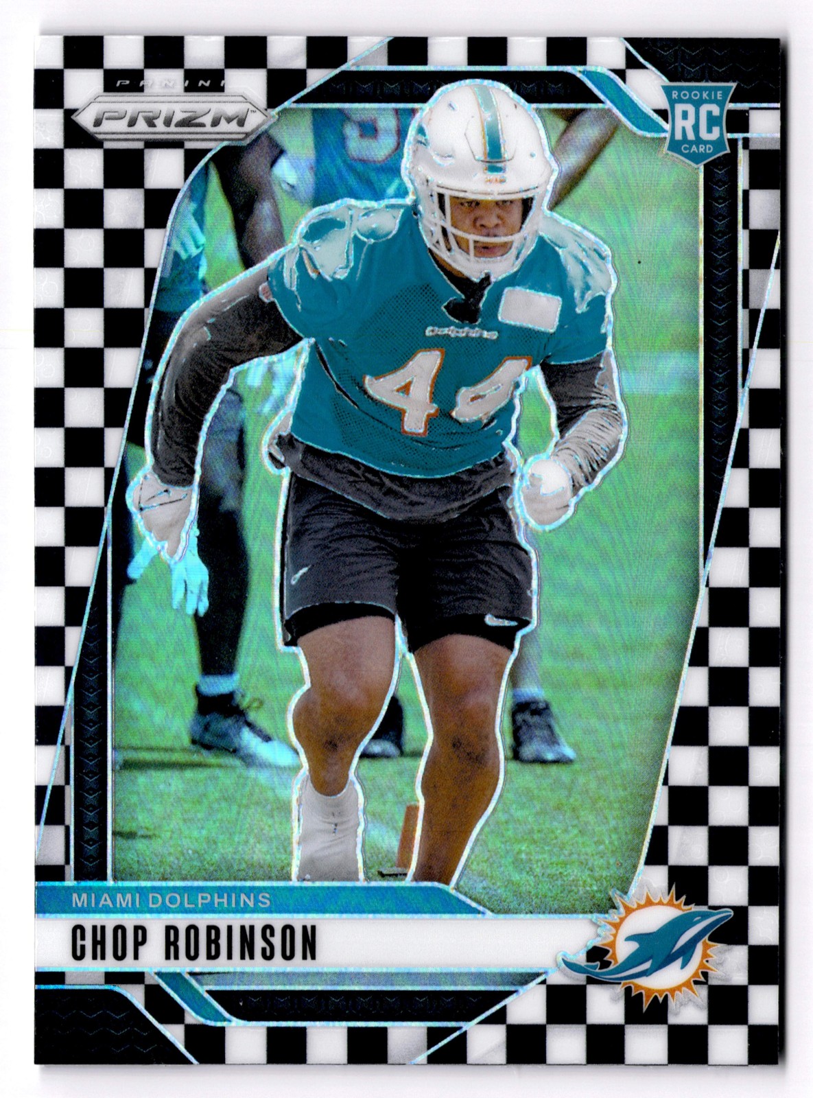 2024 Panini Prizm Chop Robinson #319 Black and White Checker Miami Dolphins