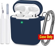 Dust-Proof Silicone Skin Case Cover for Apple AirPods 1st 2nd Gen with Keychain